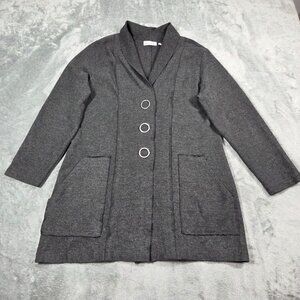 Habitat Cardigan Womens M Gray Felted Snap Front Lagenlook Raw Edges Artsy Boho